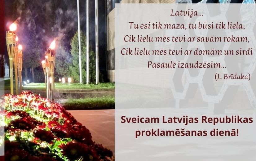 Sveicam Latvijas Republikas proklamēsanas dienā