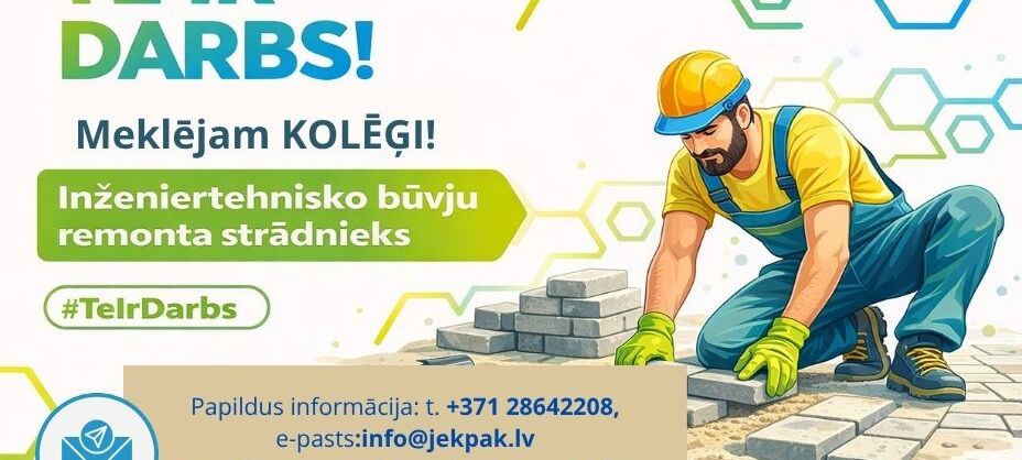 Piedāvājam darbu inženiertehnisko būvju remonta strādniekam